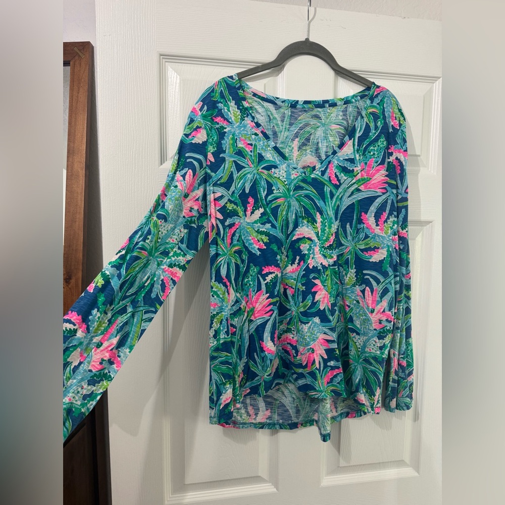 Lilly Pulitzer ETTA LONG SLEEVE SWEET ESCAPE PRINT TOP